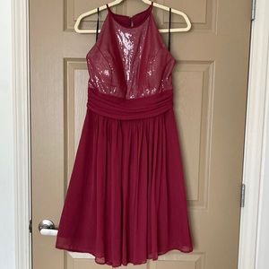After Six bridesmaid/cocktail dress, burgundy sequin dress